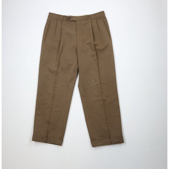 Vtg 90s Streetwear Mens 34x28 Distressed Pleated Wide Leg Whipcord Chino Pants